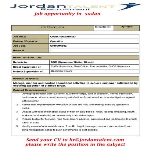 Operation manager   sudan