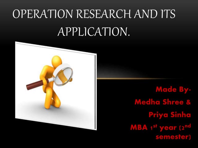 Operation research and its application