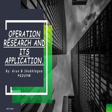 Operation research and its application