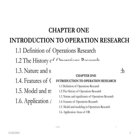 OPERATION RESEARCH CHAPTER ONE PowerPoint