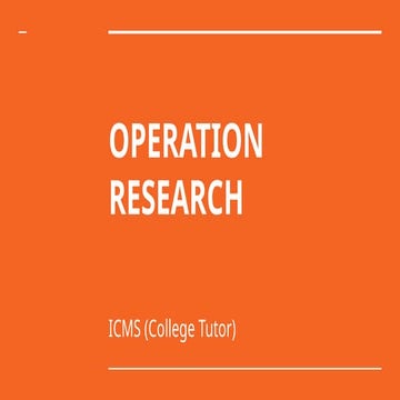 Operation Research Intro presentation slides | PPTX