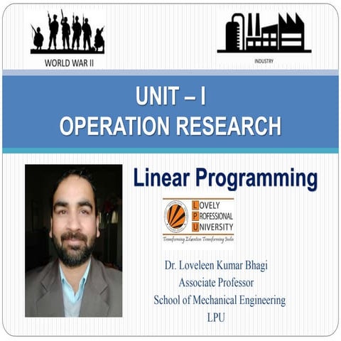 Operation research unit 1: LPP Big M and Two Phase method