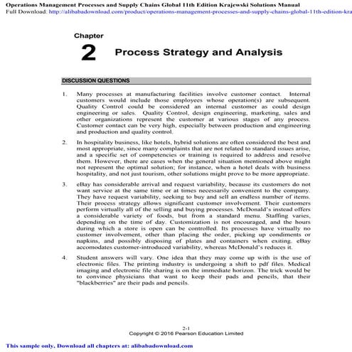 Operations Management Processes and Supply Chains Global 11th Edition Krajews...