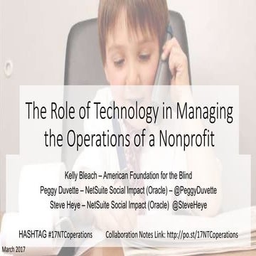 The Role of Technology in Managing the Operations of a Nonprofit  #17ntc 
