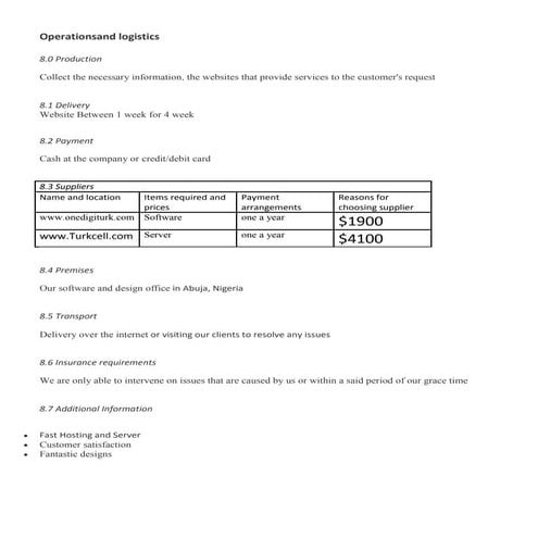 Operations and logistics