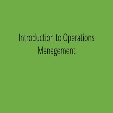 Operations and productivity