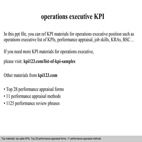 Operations executive kpi