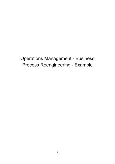 Operations Management - Business Process Reengineering - Example