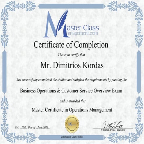 Operations management certificate   