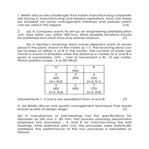 Operations management past papers