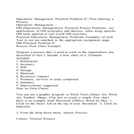 Operations management practical problem ii flow charting a proces