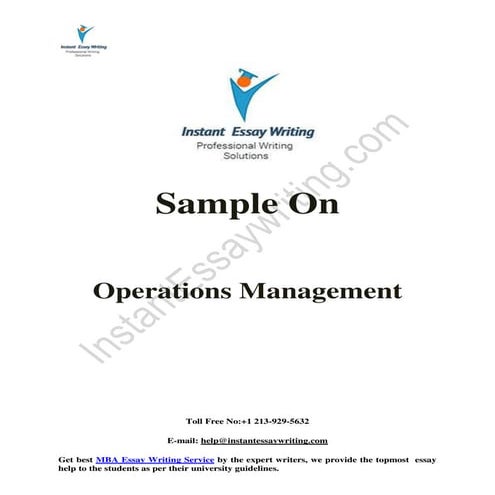 Sample on Operations Management By Instant Essay Writing