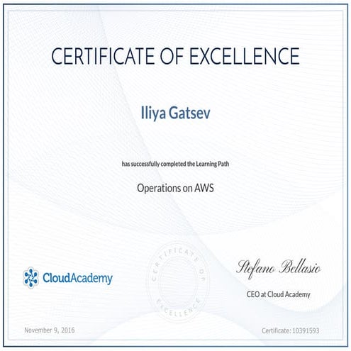 Iliya Gatsev - Operations on AWS ( Year 2016 ) | PPT
