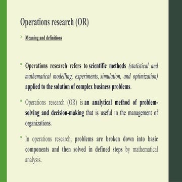 Operations research - an overview | PPTX
