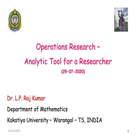 Operations Research - An Analytic Tool for a Researcher.ppt