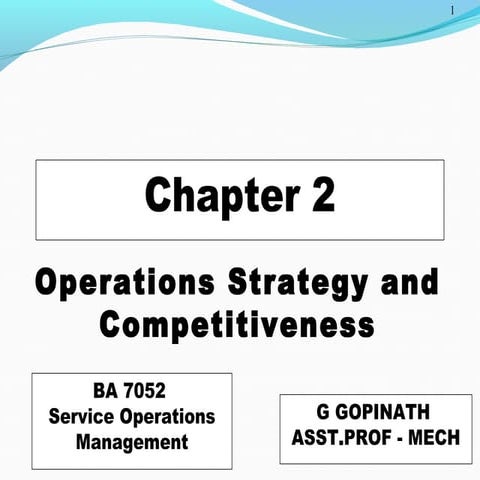 Operations strategy &amp; competitiveness