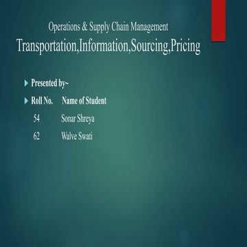 Operations and supply chain management