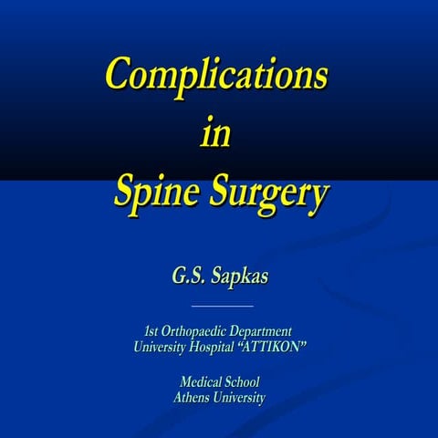 Complications in Spine Surgery