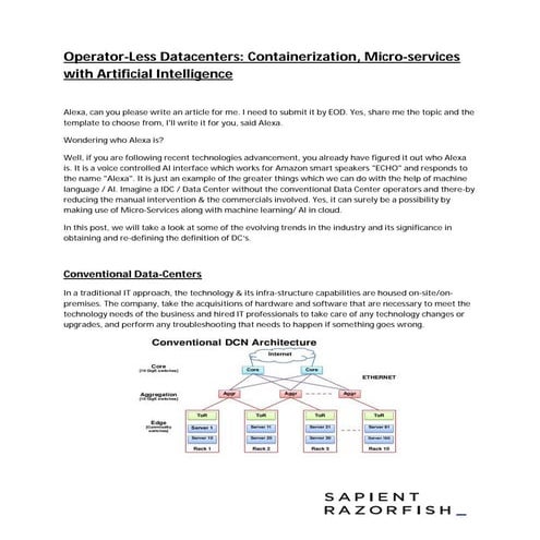Operator-Less DataCenters A Near Future Reality