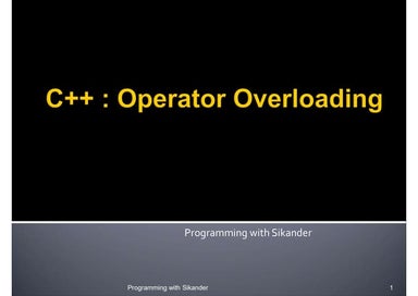 Operator Overloading in C++