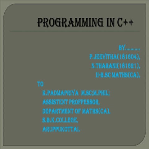 Operators in C++ | PPT