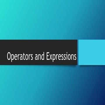 Operators and expressions in C++ | PPT