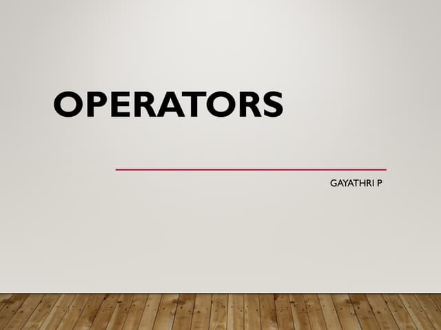Operators in Computer programming presentation