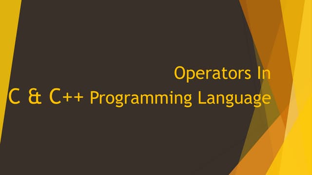 Operators in C & C++ Language