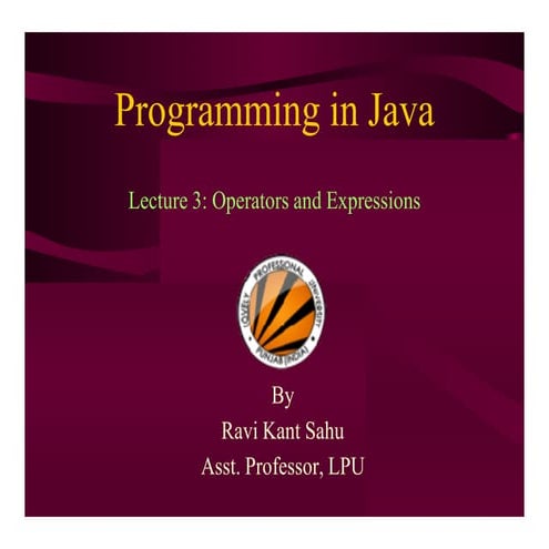 Operators in java | PPT