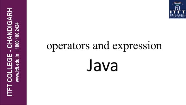 itft-Operators in java | PPT