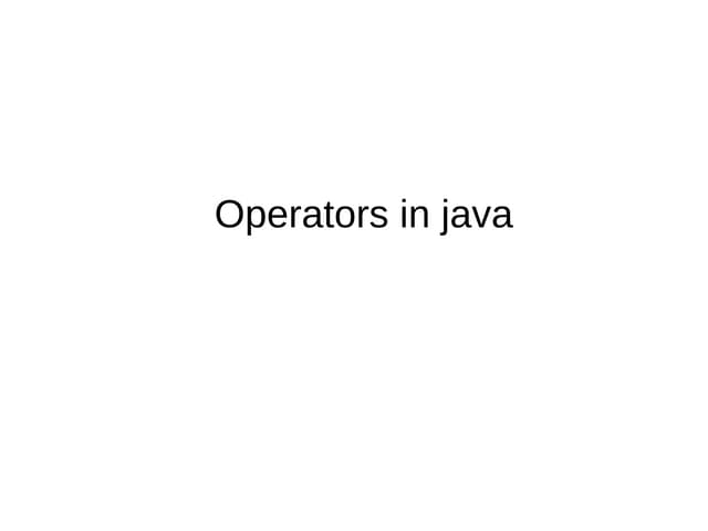 Operators in java | PPT