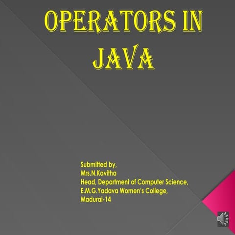 Operators in java presentation | PPTX
