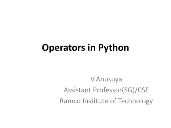 Operators in python | PPT