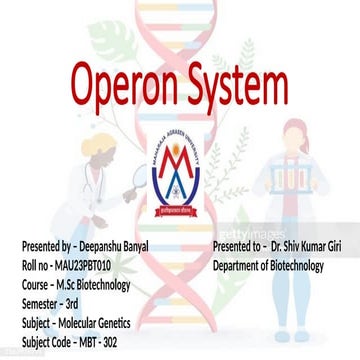 Operon System with oveview of lac operon, trp operon, ara operon