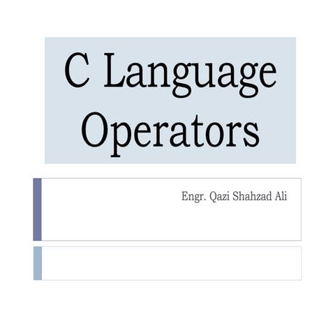 Operators in C Programming | PPT