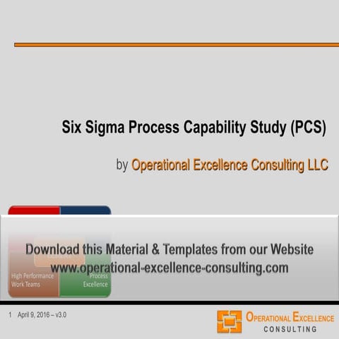 Six Sigma Process Capability Study (PCS) Training Module 