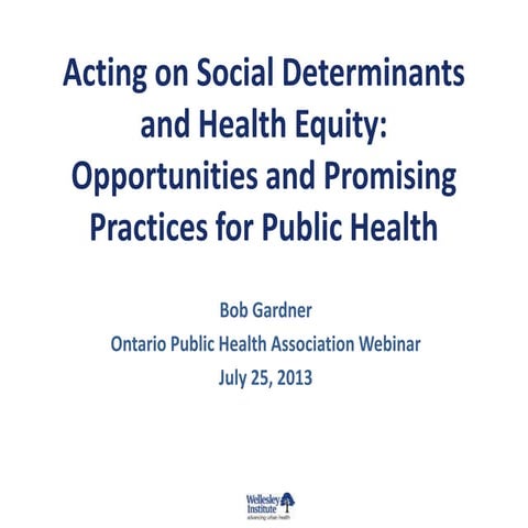 Acting on Social Determinants and Health Equity: Opportunities and Promising Practices for Public Health
