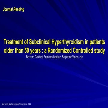 Randomized Controlled Study on Treating Subclinical Hyperthyroidism in ...