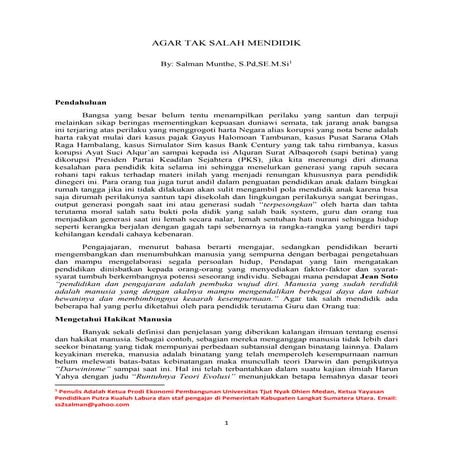 AGAR  TAK SALAH MENDIDIK