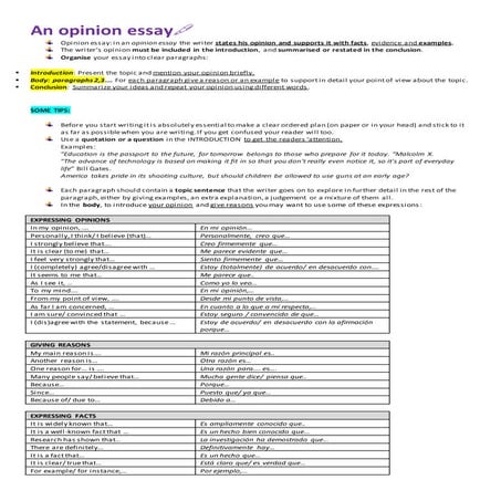 Opinion and for and against essay for ss1