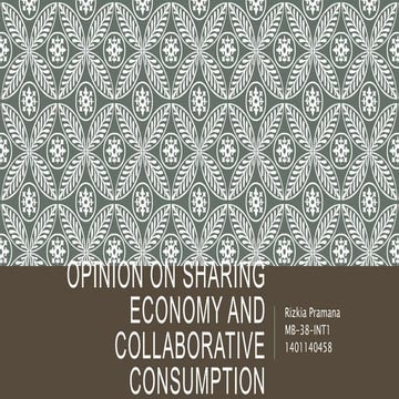 Opinion on Sharing Economy and Collaborative Consumption