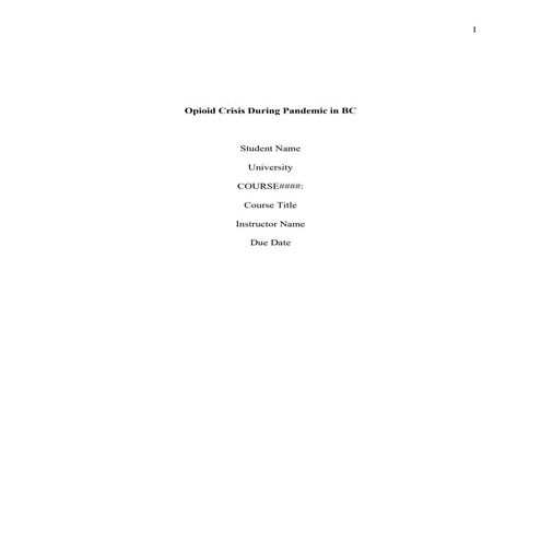 Opioid Crisis During Pandemic in BC