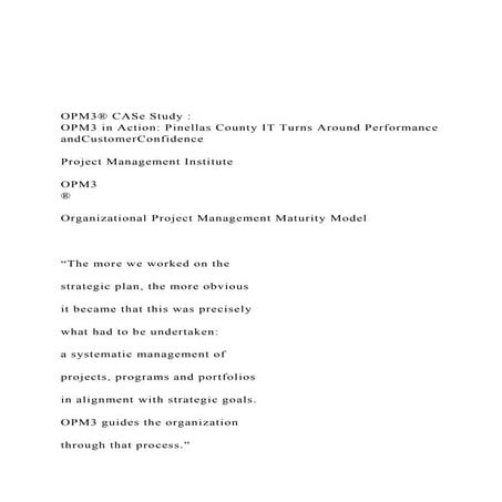 OPM3® CASe Study  OPM3 in Action Pinellas County IT Tu.docx