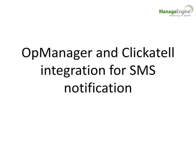OpManager - Clickatell integration for SMS notification