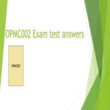 OPMC002 MBA EXAM Preparation slide show ...