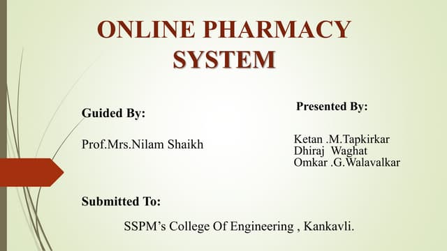 ONLINE PHARMACY SYSTEM(OPS)