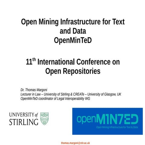 Legal issues Text and Data Mining