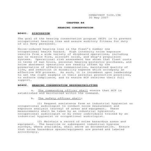 OPNAVINST 5100.19E CH. B4  HEARING CONSERVATION