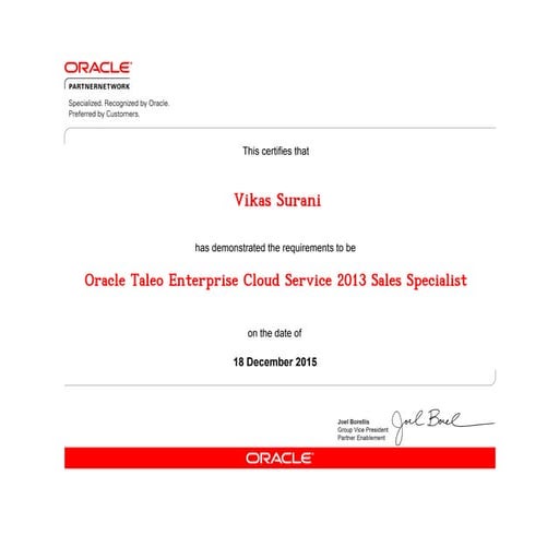Oracle Taleo Enterprise Cloud Service Sales Specialist