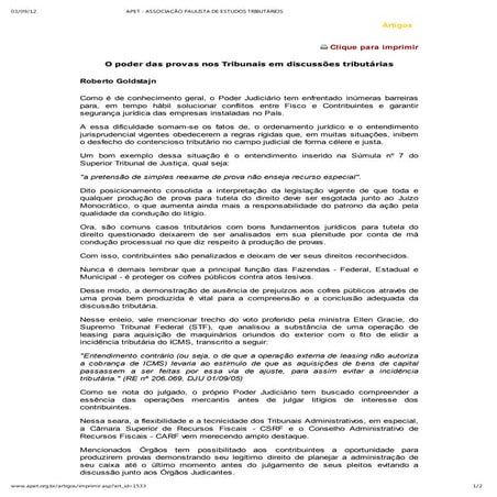 O poder das provas nos Tribunais em discussões tributárias - APET